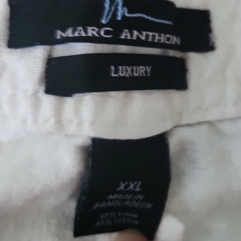 Marc Anthony White Linen Chinos with Elastic Waistband Size 40 / 30